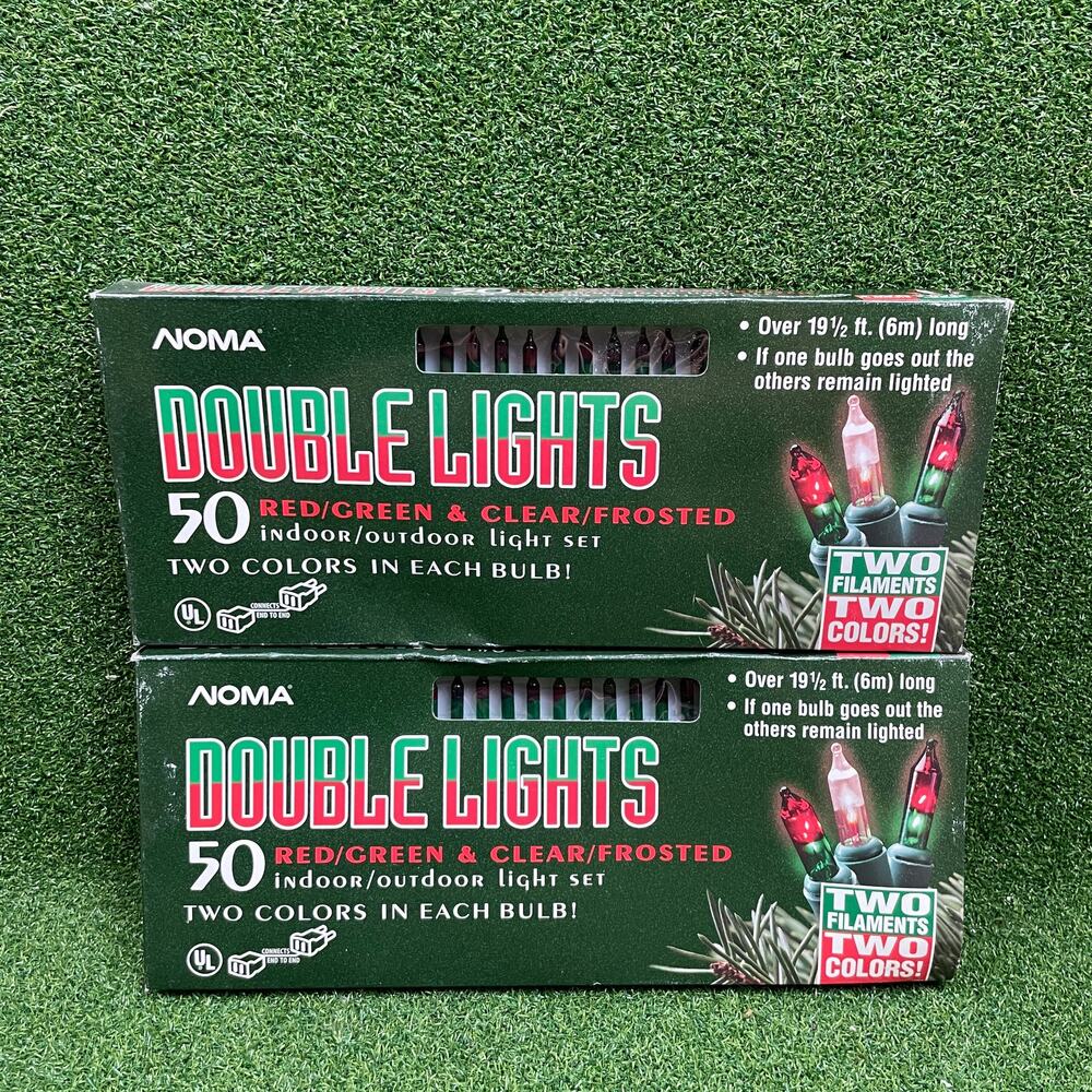 Vintage NOMA Double Lights Indoor Outdoor Red Green 19.5 Ft Set